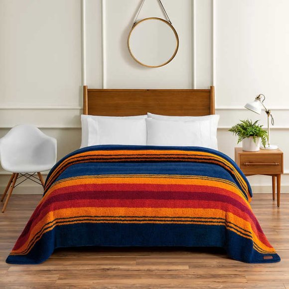 Pendleton Other - Pendleton Sherpa Fleece Blue Striped Grand Canyon National Park Blanket King